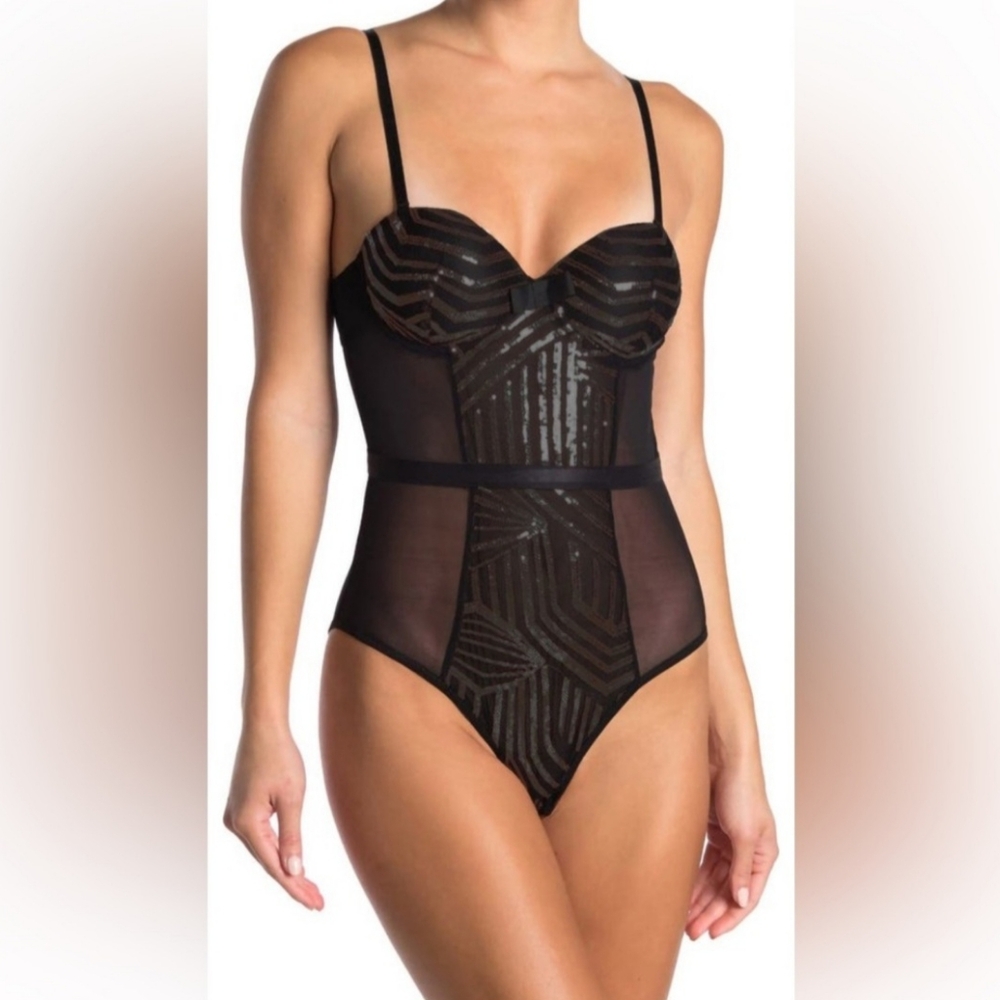 Secret Lace black sequin body suit, size Small